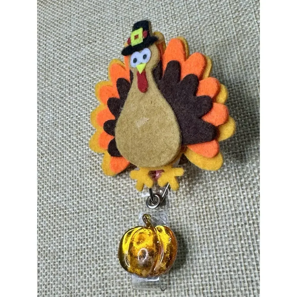 Turkey Badge Reel Retractable Badge Holder Alligator Clip Handmade